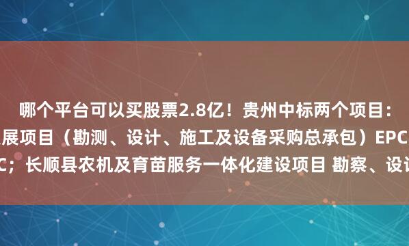 哪个平台可以买股票2.8亿！贵州中标两个项目：西秀区辣椒西红柿产业发展项目（勘测、设计、施工及设备采购总承包）EPC；长顺县农机及育苗服务一体化建设项目 勘察、设计、施工（EPC）总承包